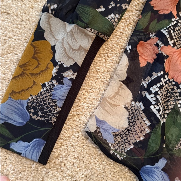 CAbi snake charmer floral see through blouse button down black blue v neck L - Picture 5 of 6